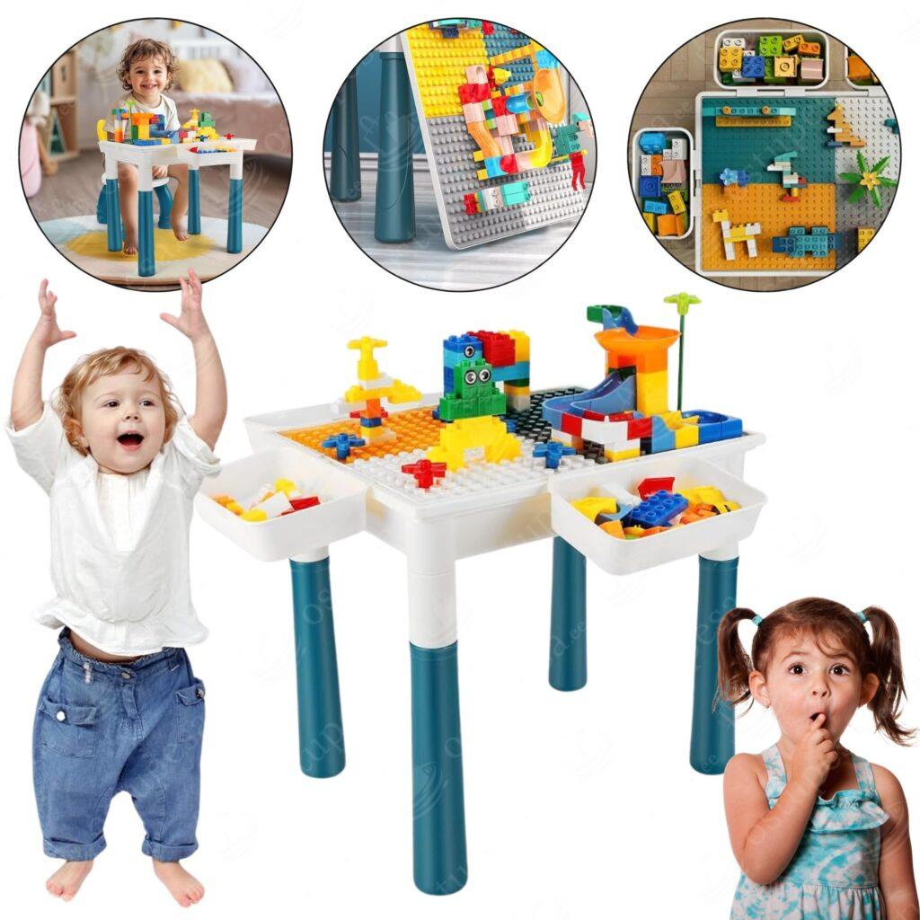 Laste mängulaud sahtlite ja klotsidega