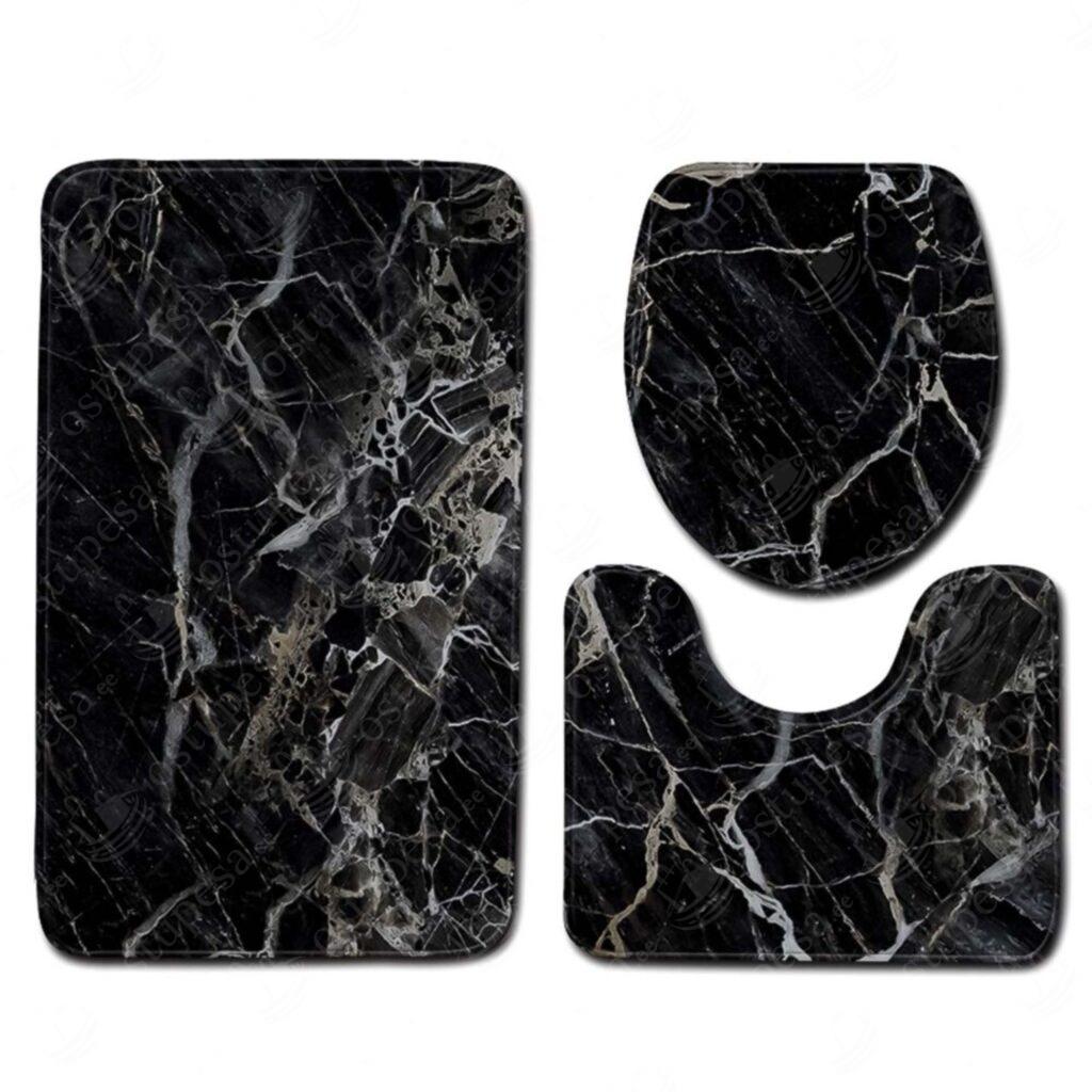 3-osaline vaibakomplekt vannituppa, must marmorimuster