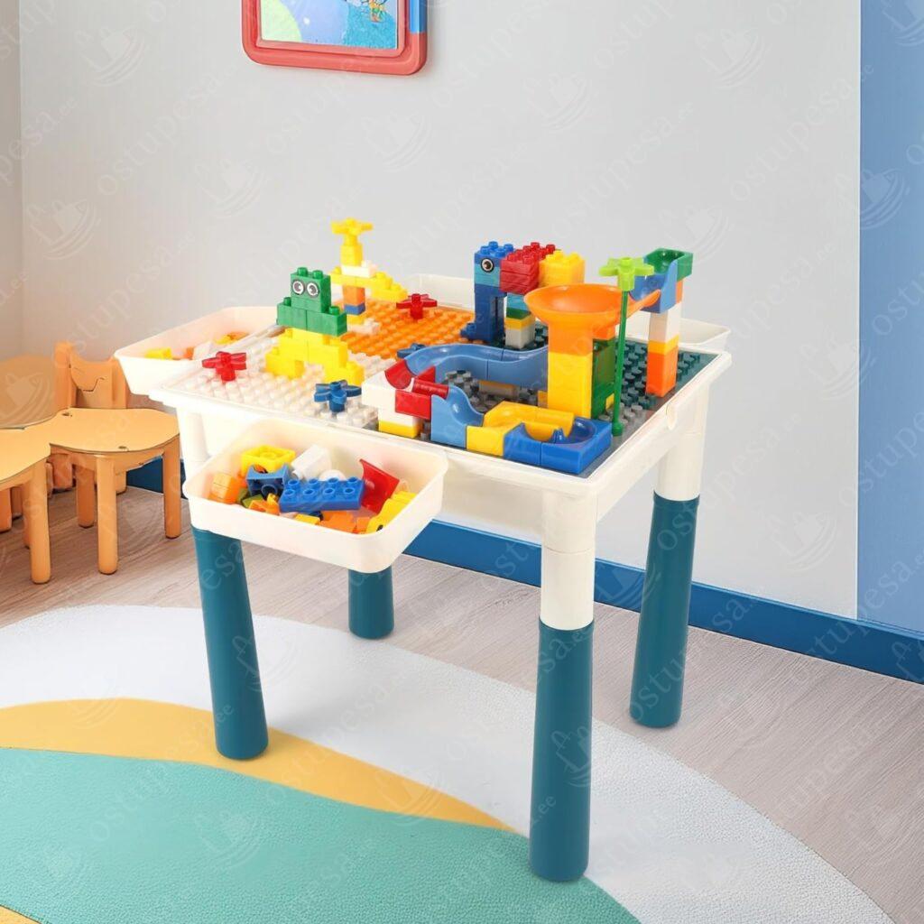 Laste mängulaud sahtlite ja klotsidega