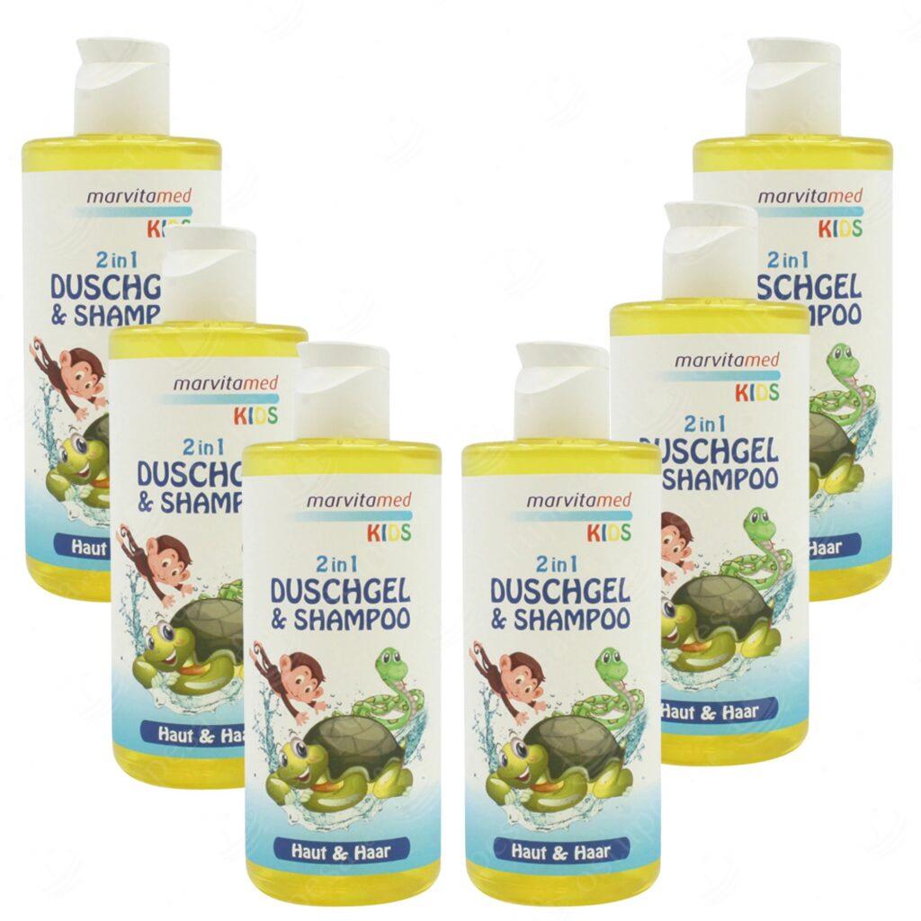 2-ühes dušigeel-šampoon lastele, Marvitamed, 6 x 250 ml komplektis