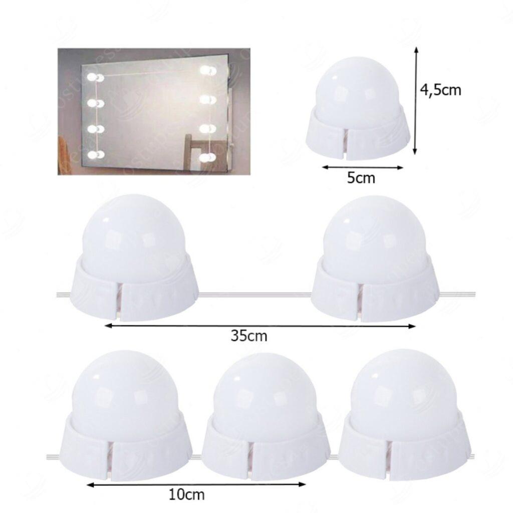 10-osaline LED-meigilampide komplekt, 2 eri kinnitust