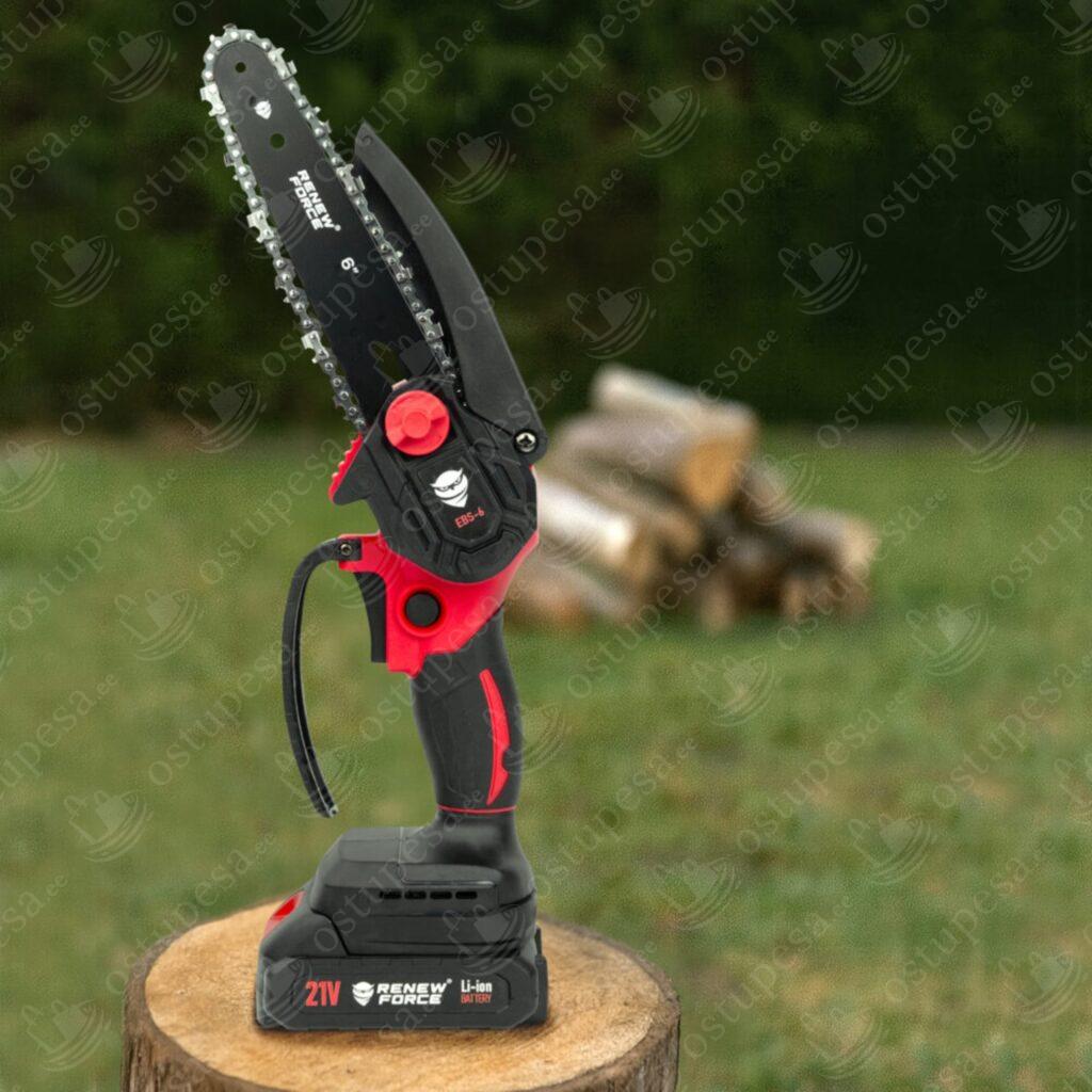 Akutoitel kettsaag, kahe aku ja lisatarvikutega, Renew Force