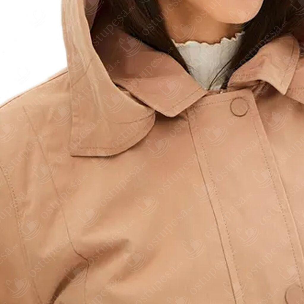 Naiste kevad-sügis mantel kapuutsiga, beež