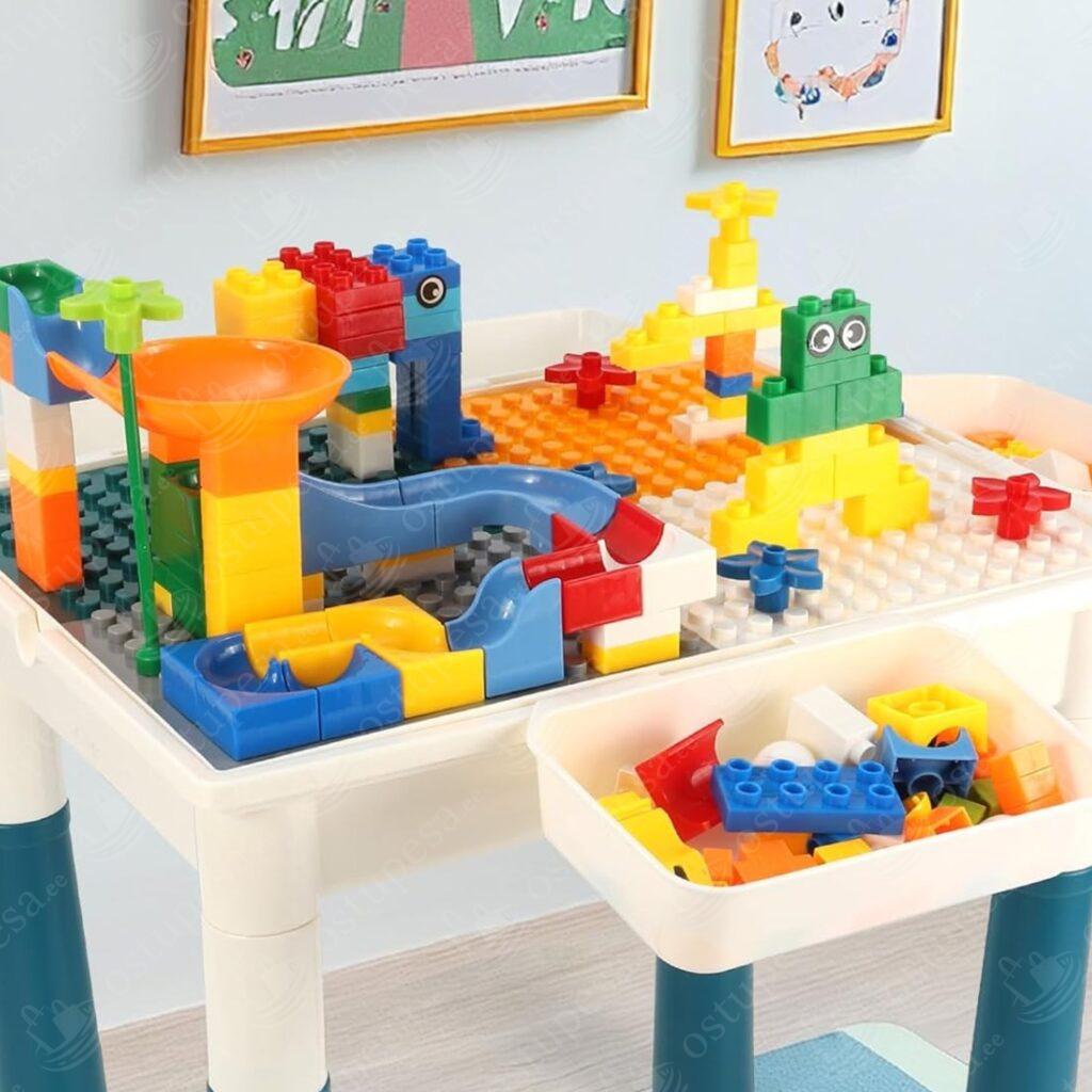 Laste mängulaud sahtlite ja klotsidega