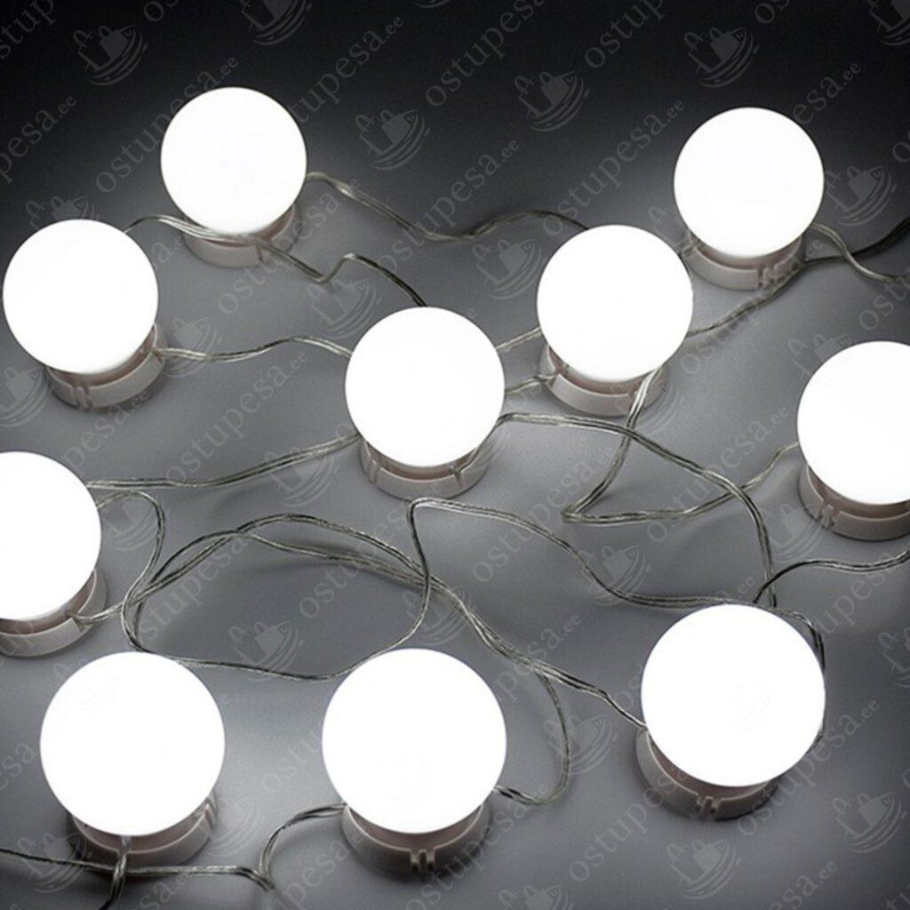 10-osaline LED-meigilampide komplekt, 2 eri kinnitust