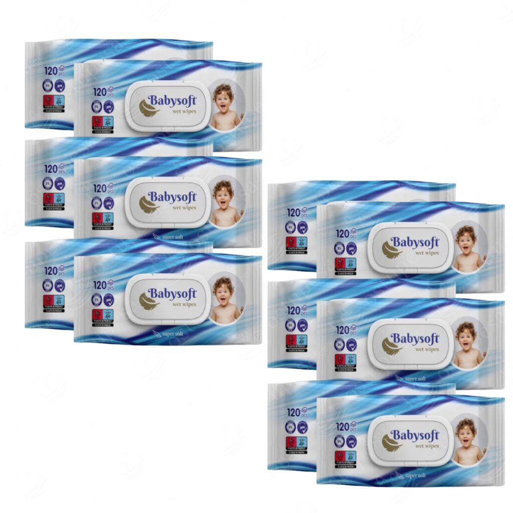 Niisked salvrätikud, Babysoft Super Soft, 12 x 120 tk