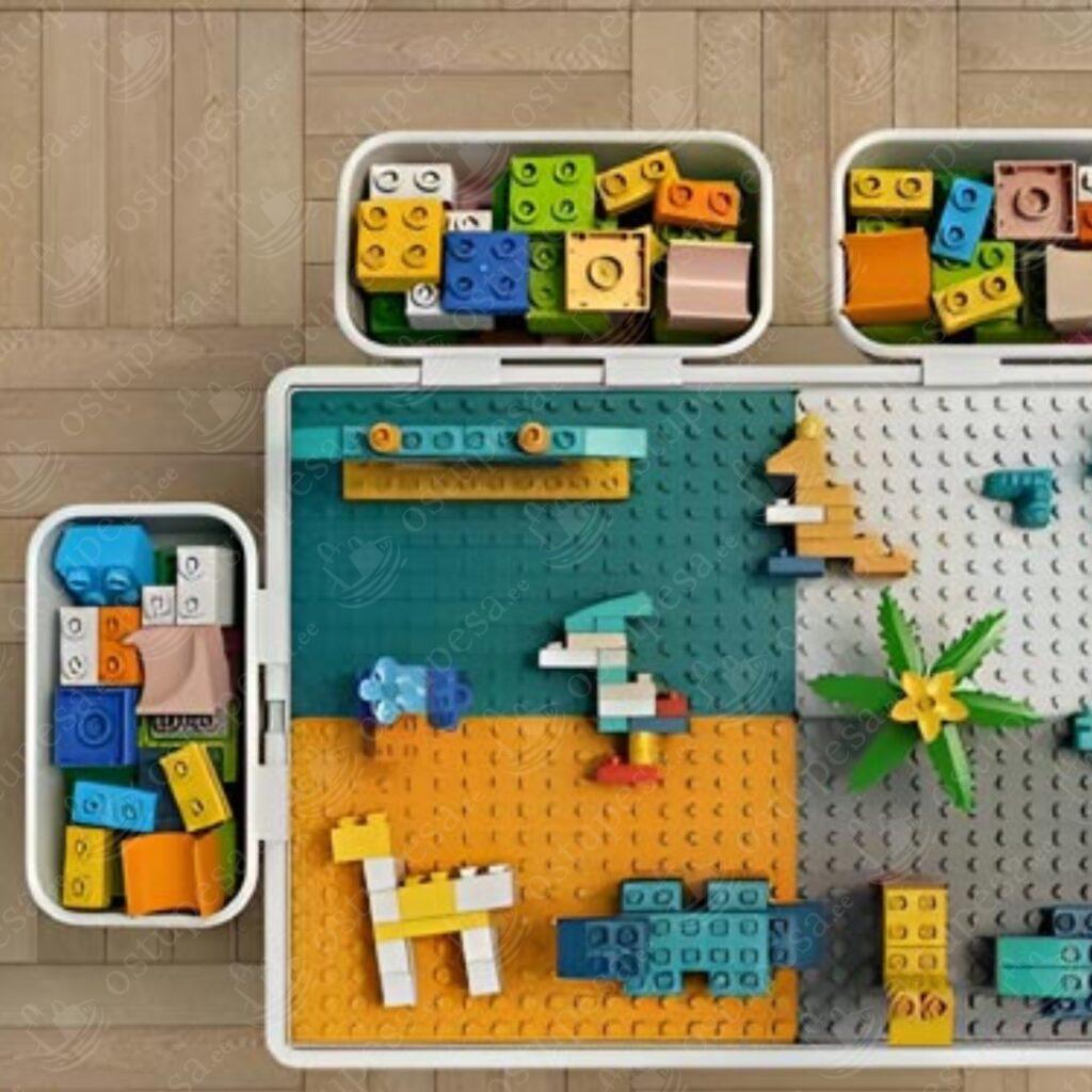 Laste mängulaud sahtlite ja klotsidega