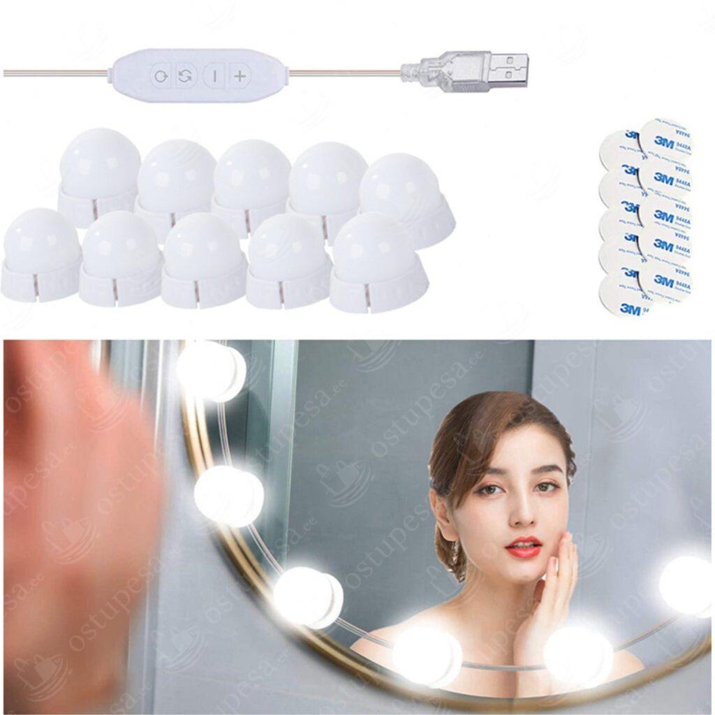 10-osaline LED-meigilampide komplekt, 2 eri kinnitust