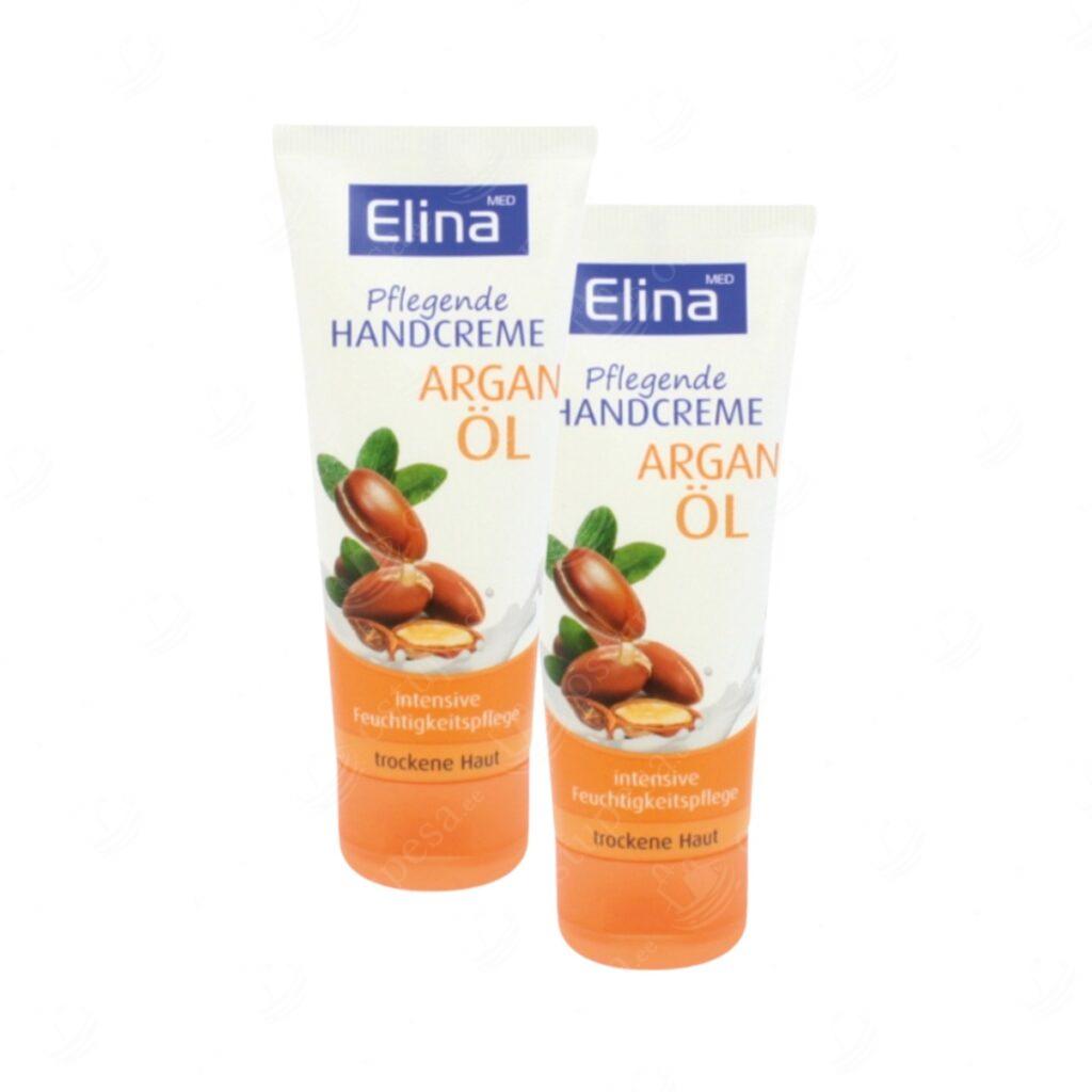 6-osaline kehahoolduskomplekt argaaniaõliga, Elina, dušigeel, kehapiim, šampoon, 2 x kätekreem, seep