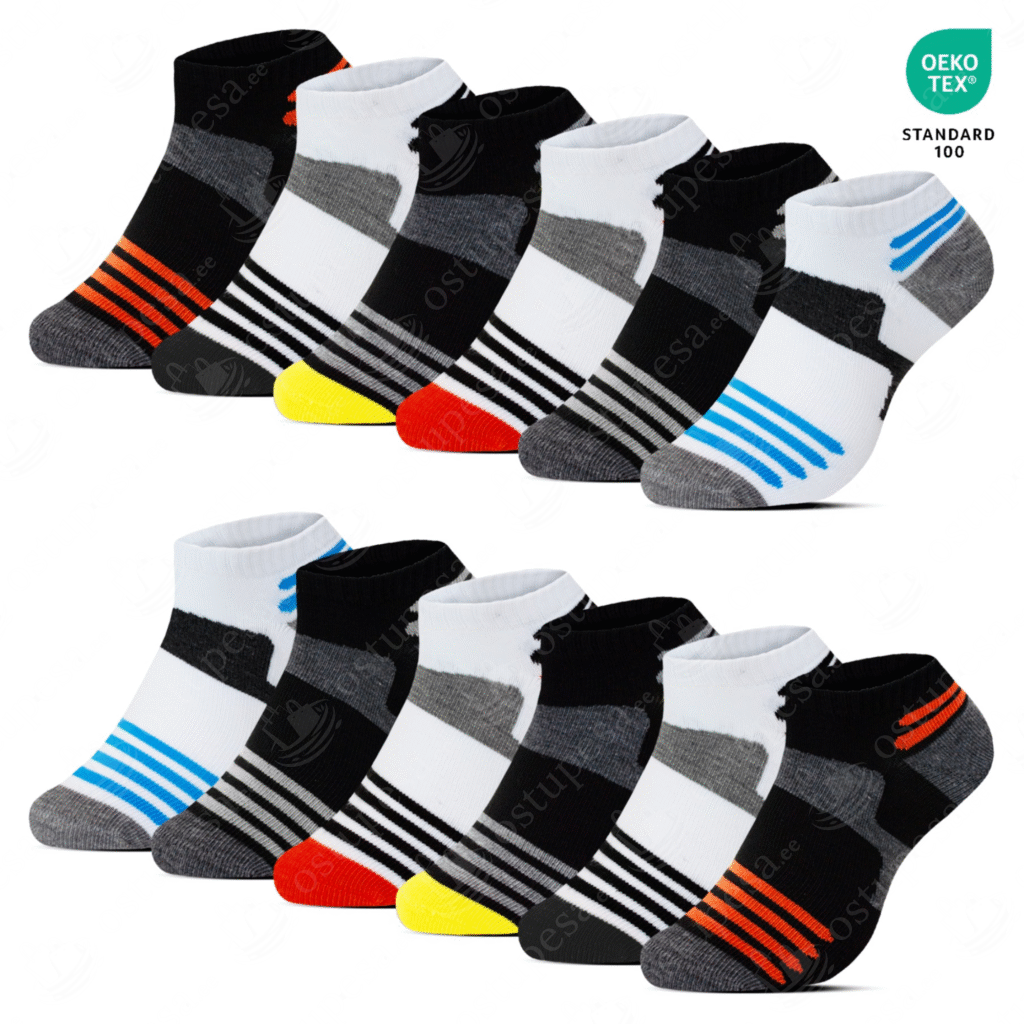 12-paari puuvillaseid sokid, Oeko-Tex Standard 100