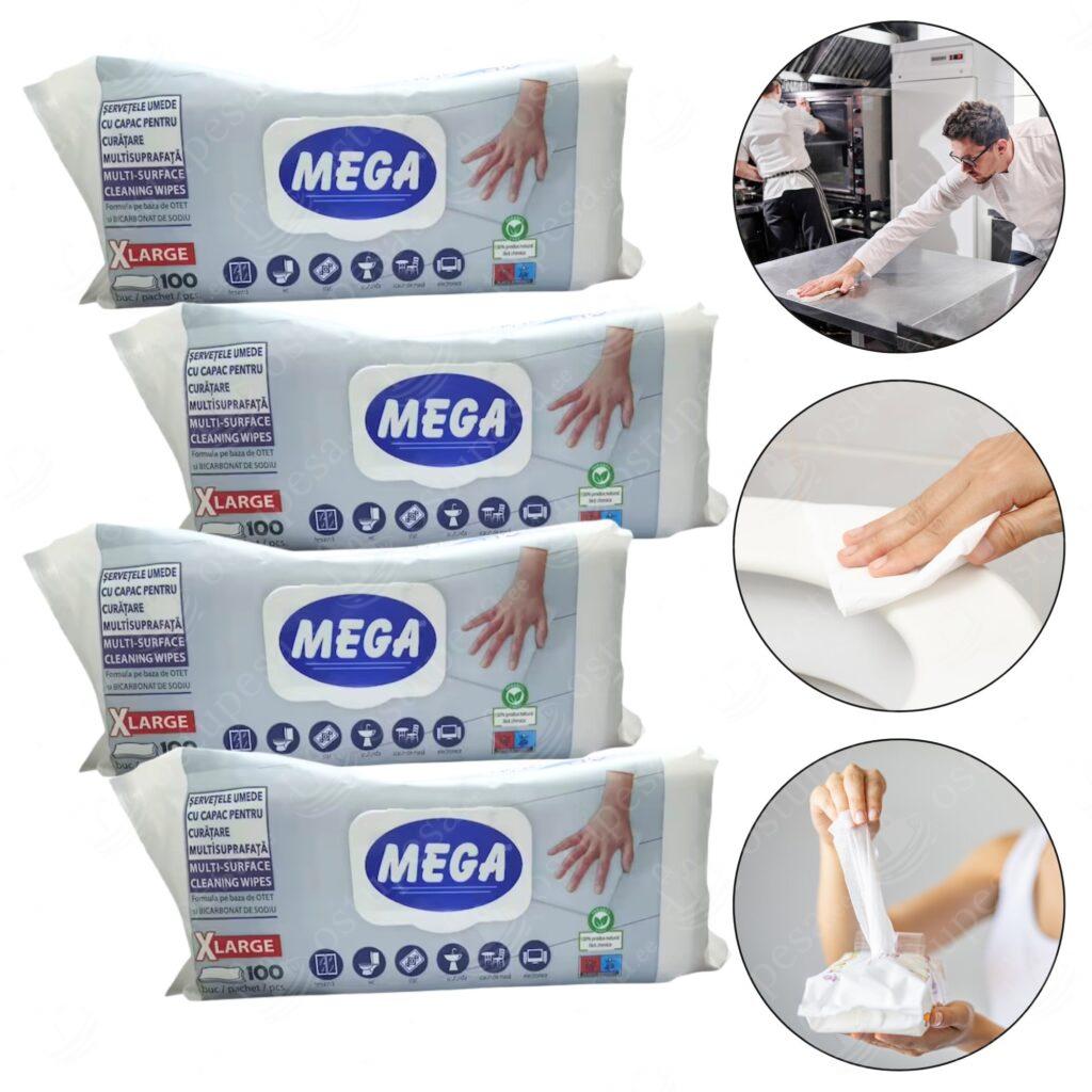 Puhastuslappide komplekt söögisoodaga, Mega Surfaces, 4 x 100 tk