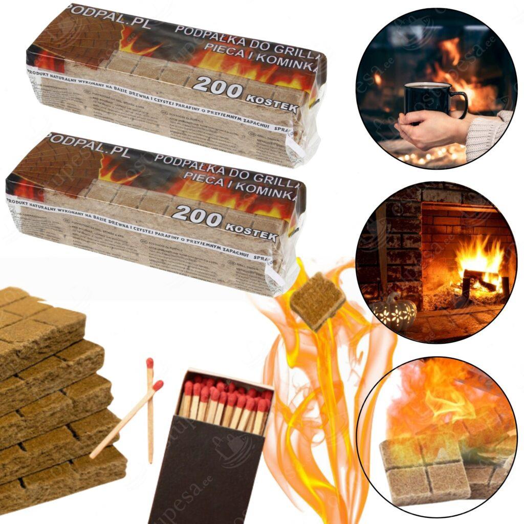 Süütekuubikud, 200 tk pakis, 2 pakki komplektis