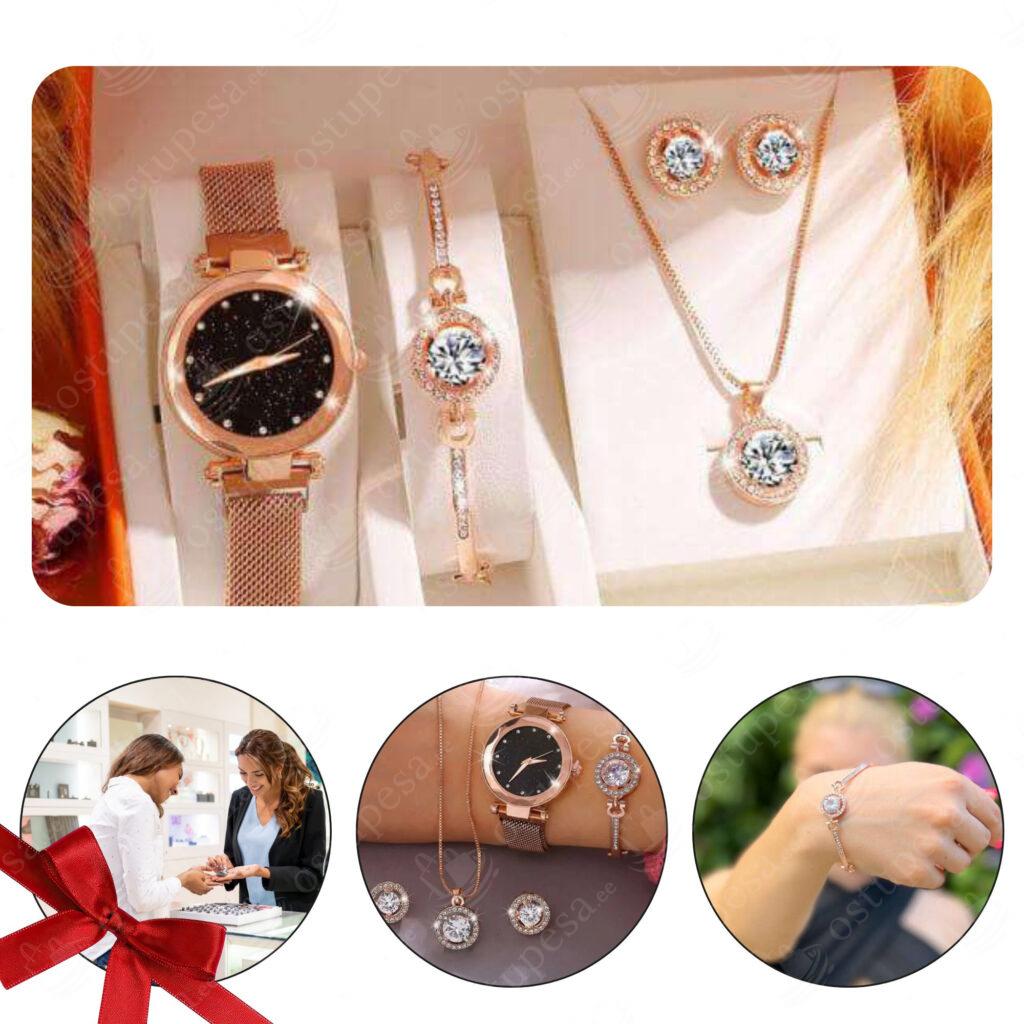 4-osaline ehete kinkekomplekt, must-kuldne, Extravaganza