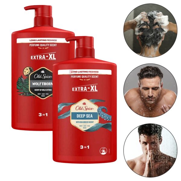 Old Spice 3-ühes dušigeel meestele, 1000 ml, 2 erinevat komplektis