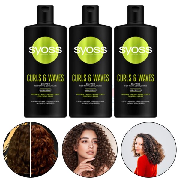 Šampoon lokkis ja lainelistele juustele, 440 ml, Syoss, 3 tk komplektis