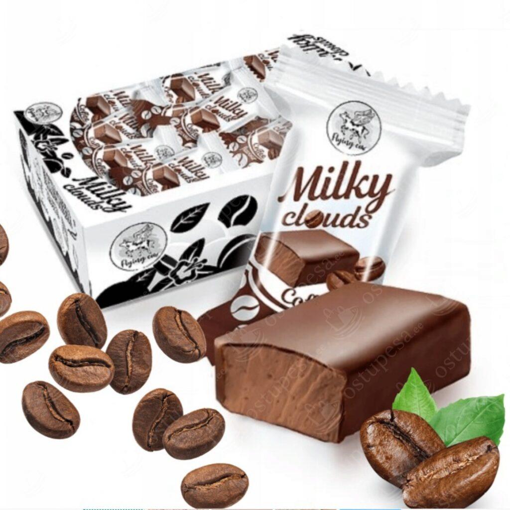 Kohvimaitselised vahukommid kakaoglasuuriga, 1 kg, Milky Clouds