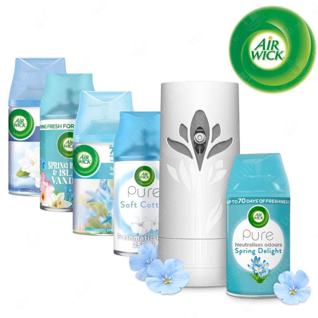 Air Wick Freshmatic komplekt, automaatne õhuvärskendaja täitepudeliga + 4 täitepudelit komplektis