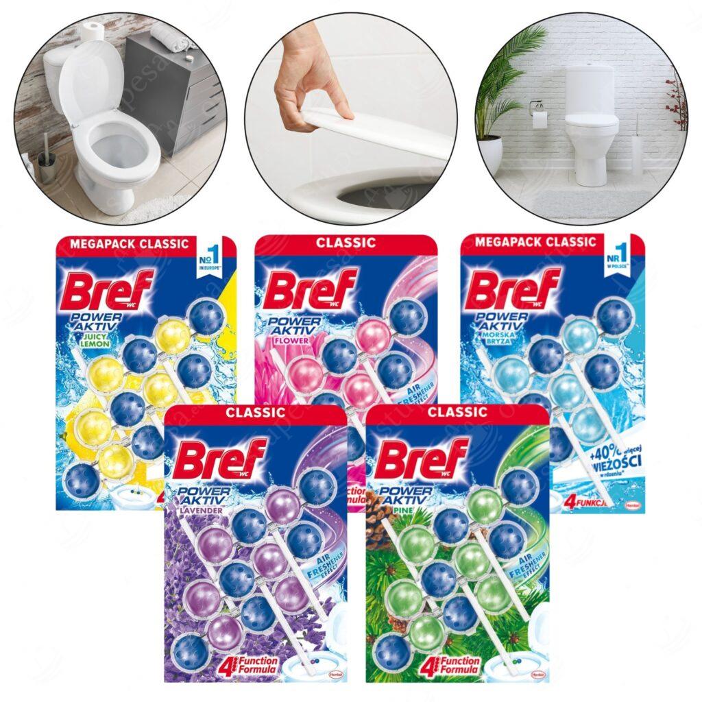 WC-värskendajad, 3 x 50 g, Bref Power Aktiv, 5 pakki komplektis