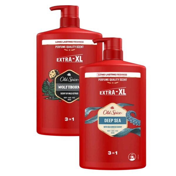 Old Spice 3-ühes dušigeel meestele, 1000 ml, 2 erinevat komplektis