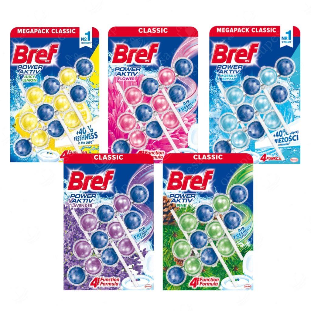 WC-värskendajad, 3 x 50 g, Bref Power Aktiv, 5 pakki komplektis