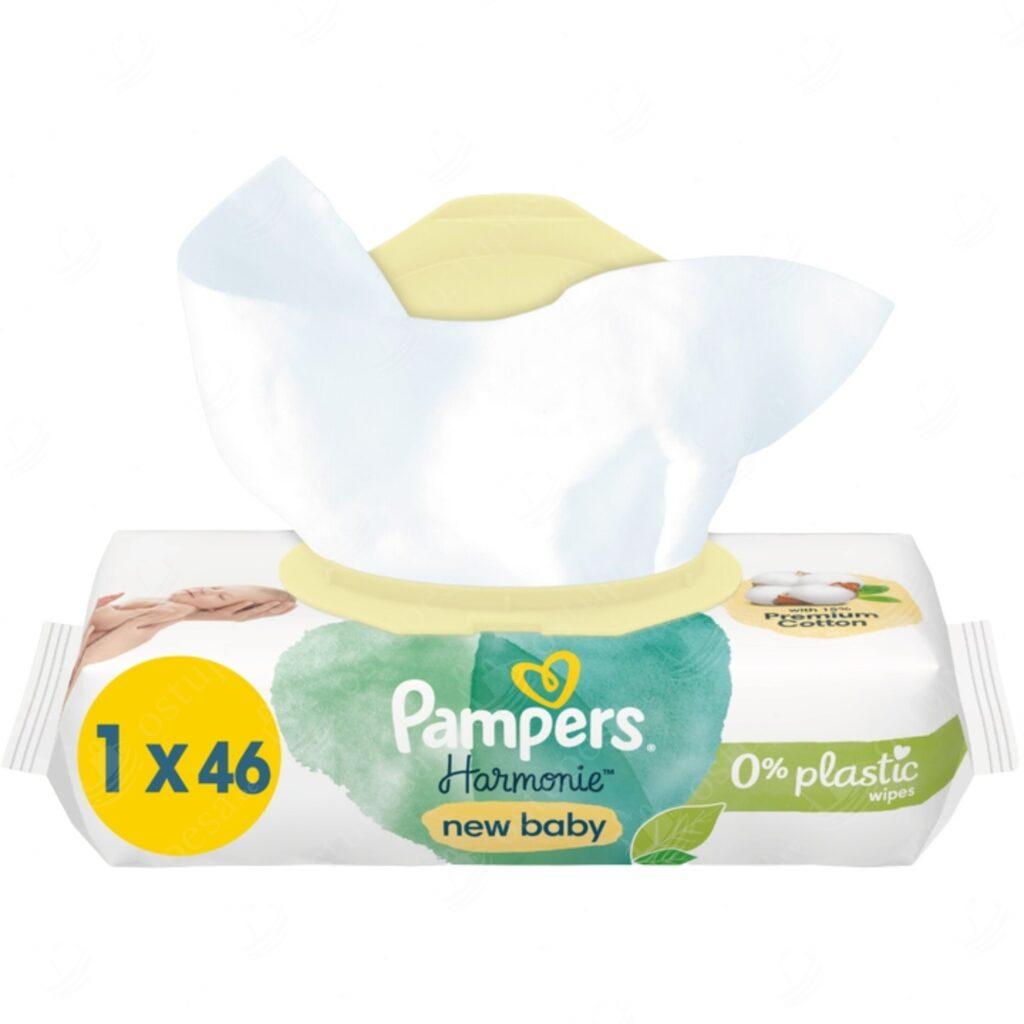 Niisked salvrätikud, Pampers Harmonie New Baby, 46 tk pakis, 14 pakki komplektis