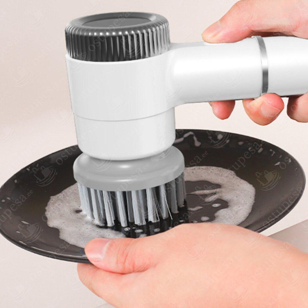 LCD-ekraaniga juhtmevaba elektriline puhastushari, valge, USB-laetav