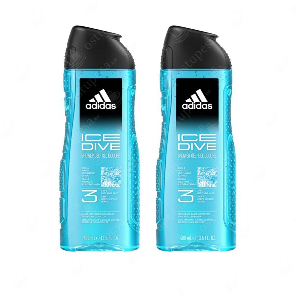 Adidas 3in1 dušigeel, 400 ml, 4 tk komplektis