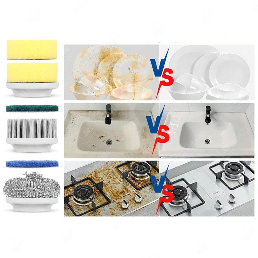 LCD-ekraaniga juhtmevaba elektriline puhastushari, valge, USB-laetav