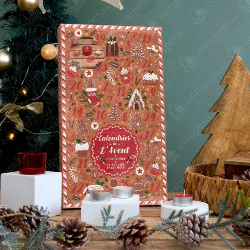 Advendikalender piparkoogilõhnaliste küünaldega