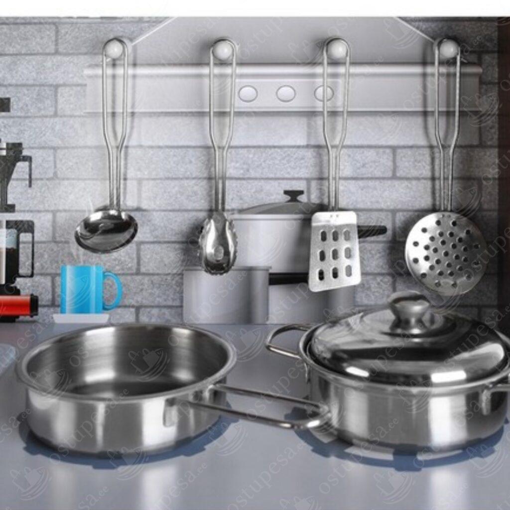 Puidust mänguköök LED-valgusega ja tarvikutega