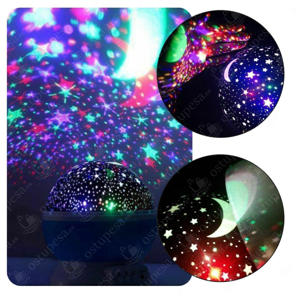 Pöörlev LED öölamp-projektor