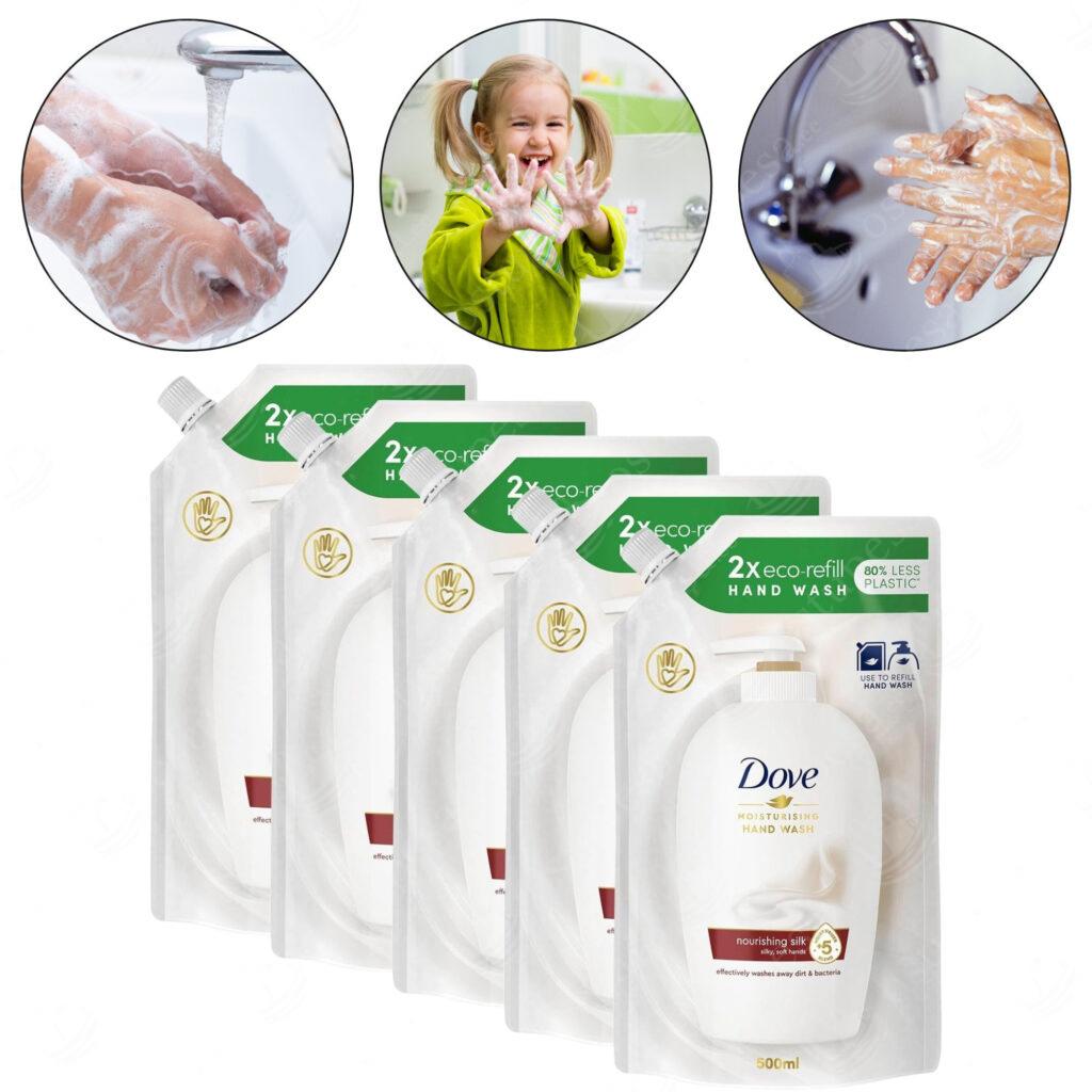 Vedelseep kätele, täitepakend 500 ml, Dove Fine Silk, 5 tk komplektis