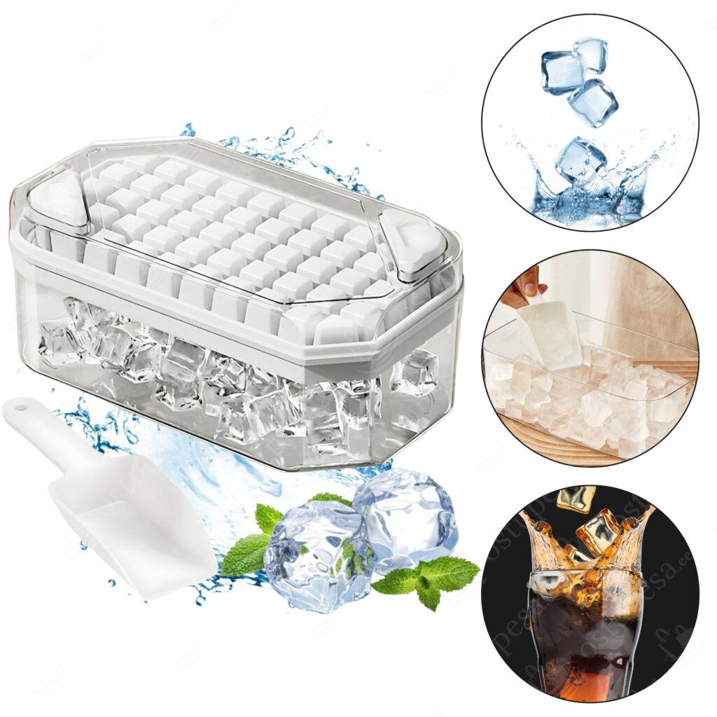 Jääkuubikuvorm 50 kuubikule konteineri ja kulbiga