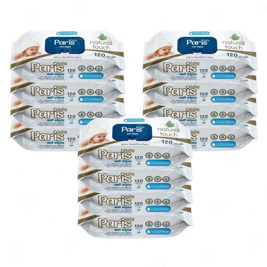 Niisked salvrätikud 120 tk, Paris, 12 pakki komplektis