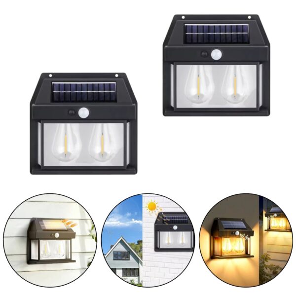 Liikumisanduriga seinalambid õue, päikesepatareiga, LED, 2 tk komplektis