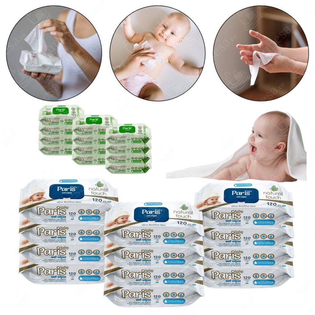 Niisked salvrätikud 120 tk, Paris, 12 pakki komplektis