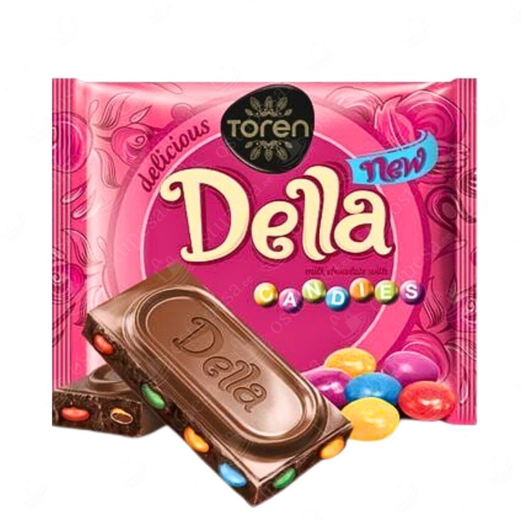 Šokolaaditahvlid dražeedega, Della, 24 x 52 g