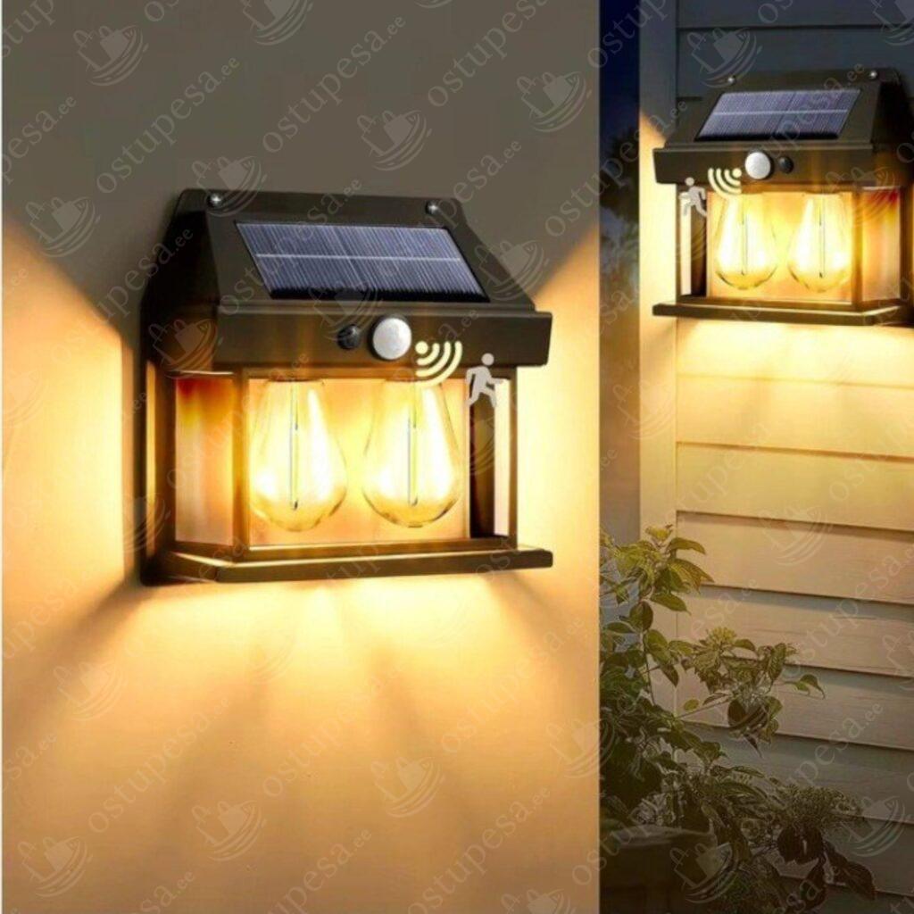 Liikumisanduriga seinalambid õue, päikesepatareiga, LED, 2 tk komplektis