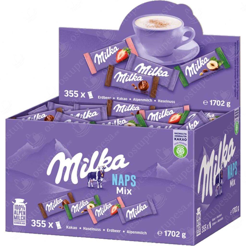Alpi piimašokolaad “Milka Naps” mini mix, 50 tk komplektis