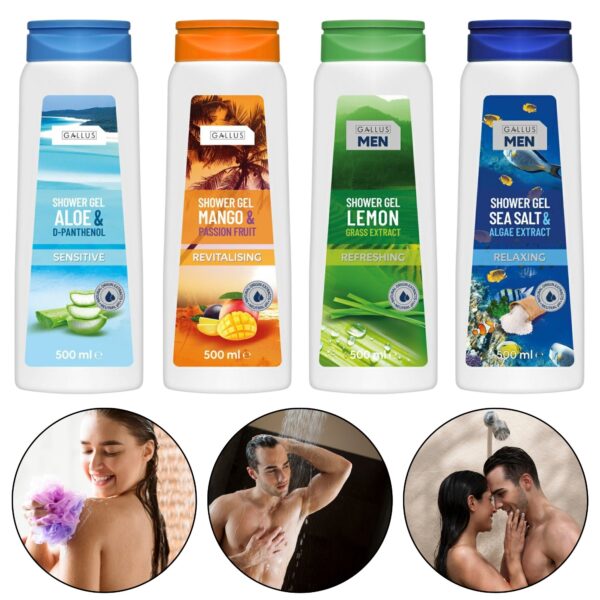 Dušigeelide komplekt meestele ja naistele, 4 x 500 ml, Gallus