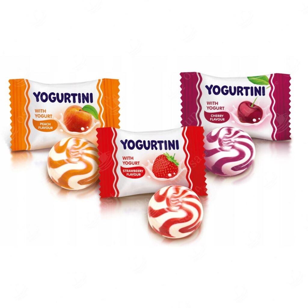 Puuvilja-jogurtimaitselised kommid Yogurtini, 1 kg, Roshen