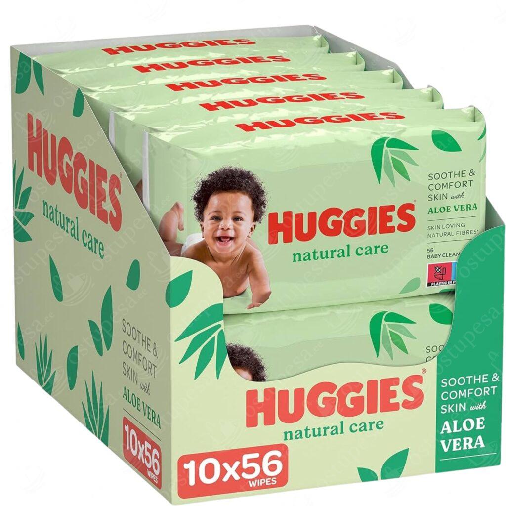 Niisked salvrätikud, 10 pakki kastis, Aloe Veraga, Huggies Natural Care
