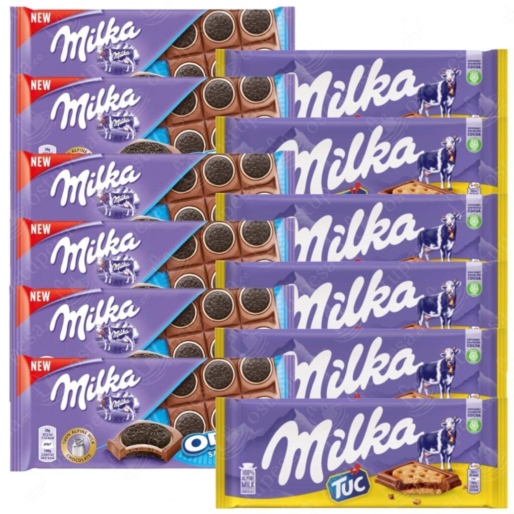Piimašokolaad, 12 tk komplektis, Milka
