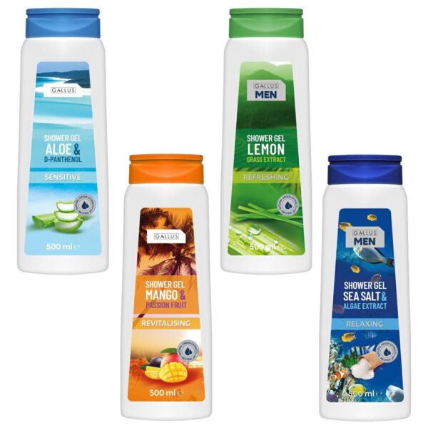 Dušigeelide komplekt meestele ja naistele, 4 x 500 ml, Gallus