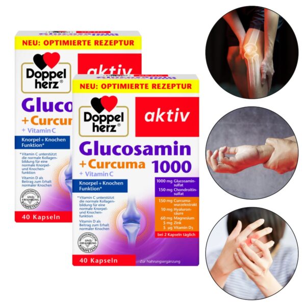 Glükosamiini ja kurkumiini kapslid, 40 tk pakis, Doppelherz, 2 pakki komplektis
