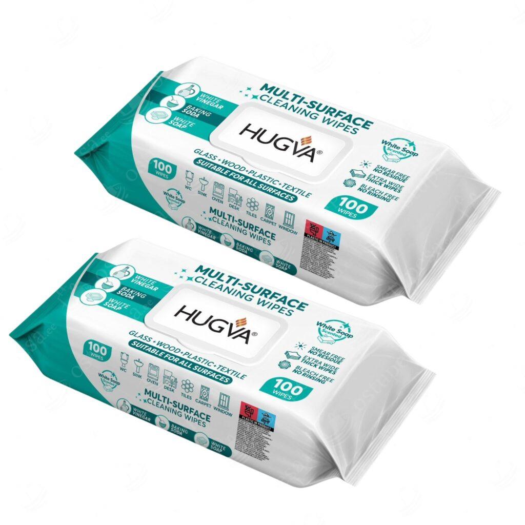 Universaalsed puhastuslapid sooda ja äädikaga, Hugva, 2 pakki komplektis