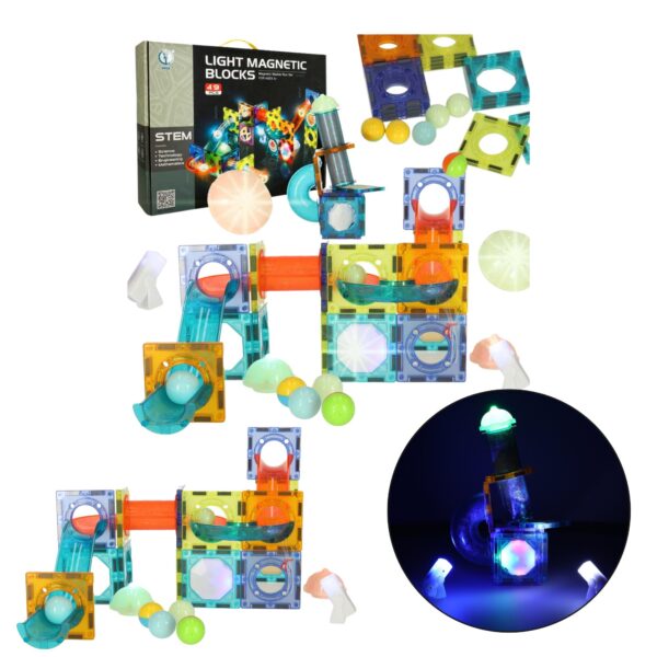 49-osaline magnetklotside komplekt pallirajaga, tuledega