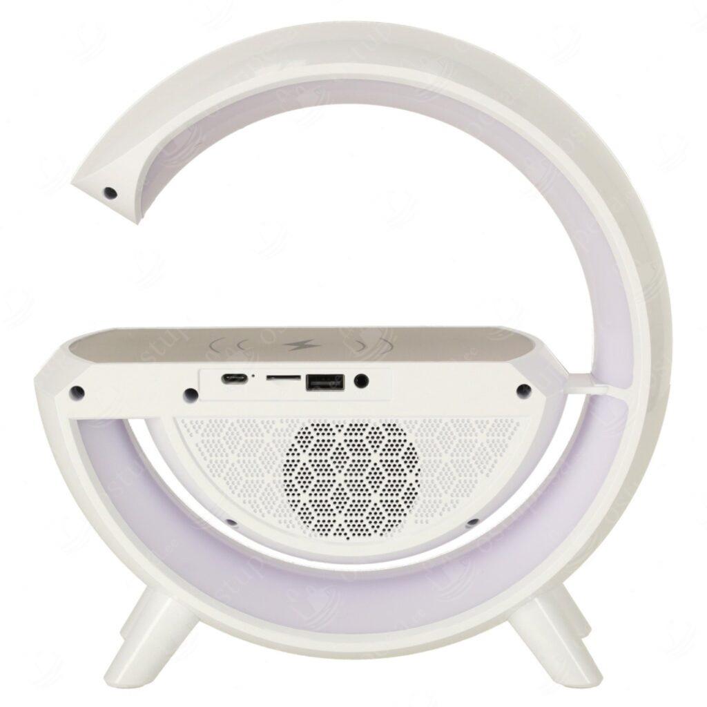 Juhtmevaba laadija öölambi ja bluetooth kõlariga, valge