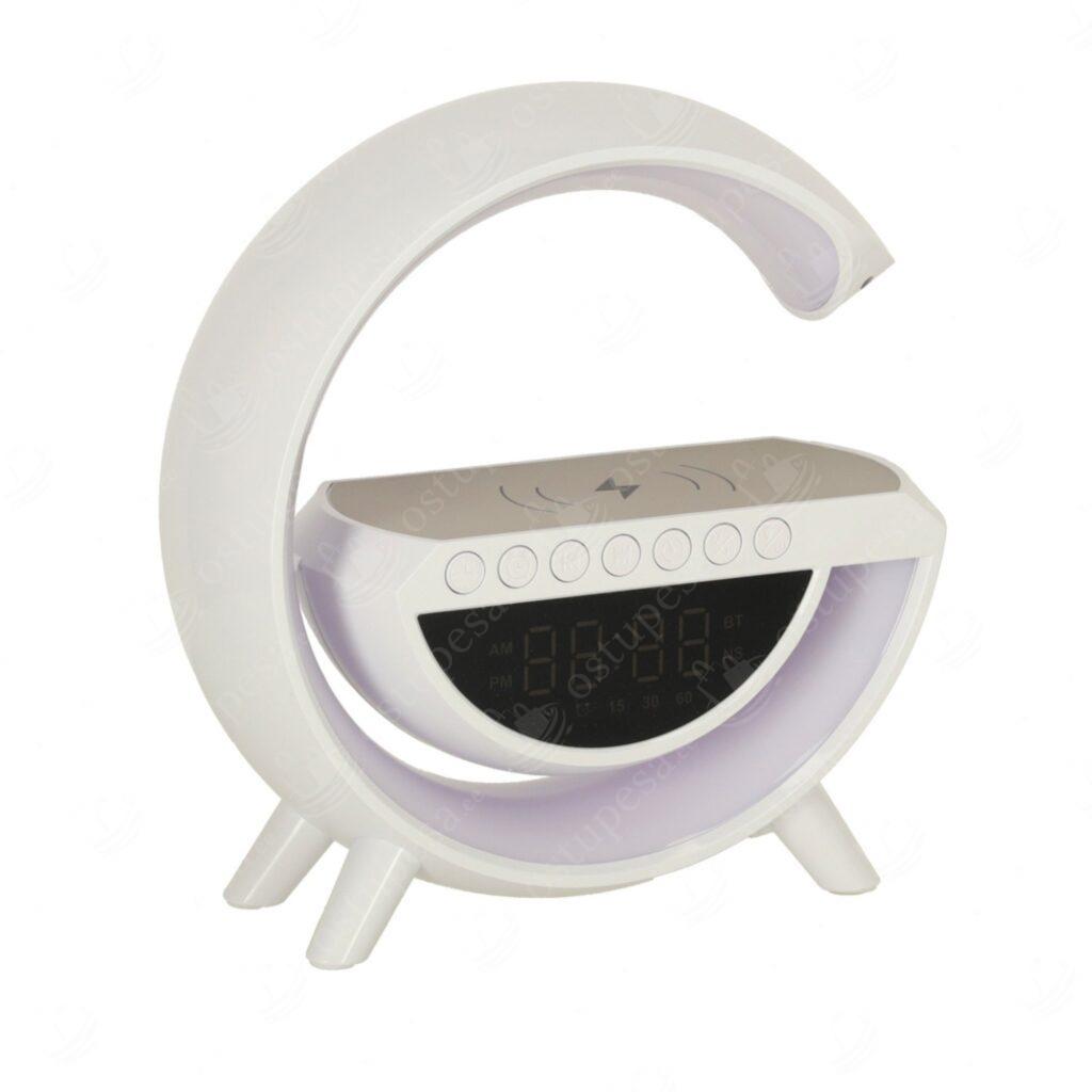 Juhtmevaba laadija öölambi ja bluetooth kõlariga, valge