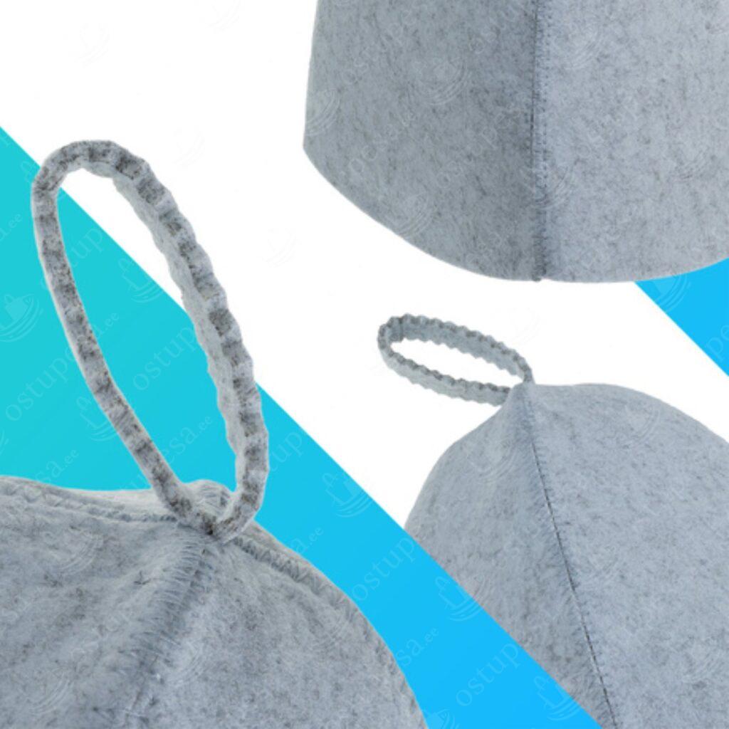 Saunamüts, hall, 2 tk komplektis